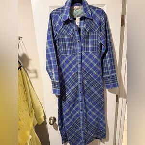 We The Free Cobalt and Cream Plaid Duster 🔥 size 2 very good stretch